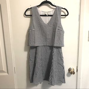 Paper Crane Dress with Pockets, Popover, Striped, Cotton, Size Small